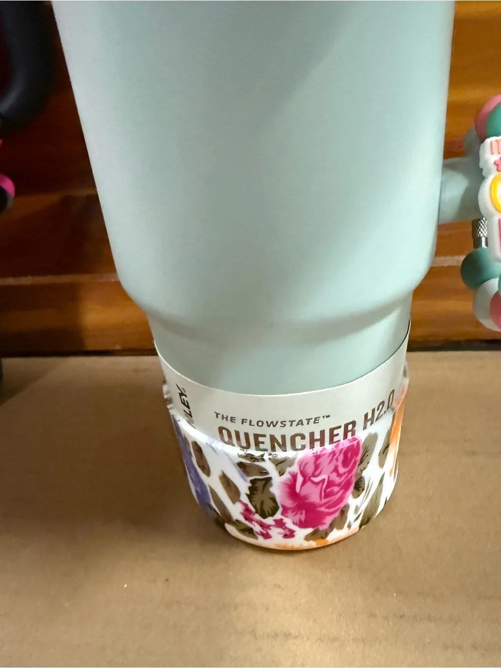 Stanley Mint Green and Gold 30oz Tumbler with Floral Bow and Bead Charms